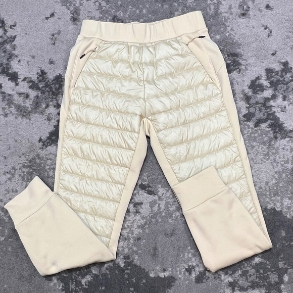 JoyLab Pants - JoyLab Womens Quilted Puffer Front Fleece Jogger Pants Cream‎ XS